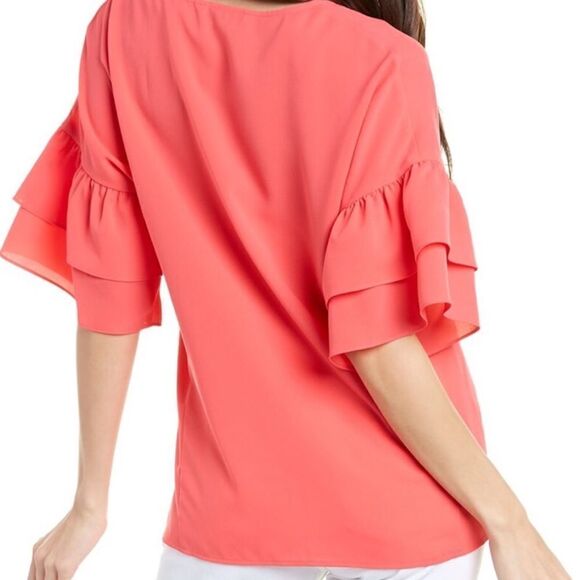 CROSBY by Mollie Burch Satin Flounce Sleeve Top Size Medium - Picture 8 of 8